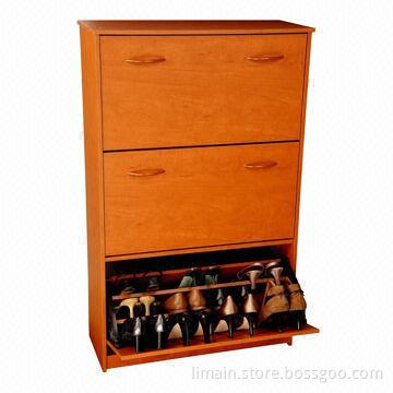 Wooden Shoe Cabinet with Tilting Doors